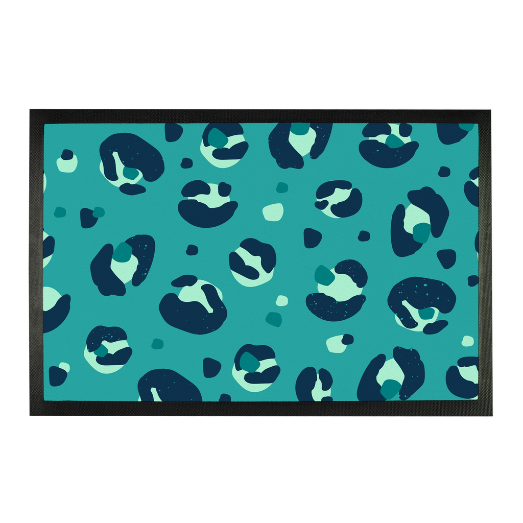 Teal Leopard Print Doormat - Yililo
