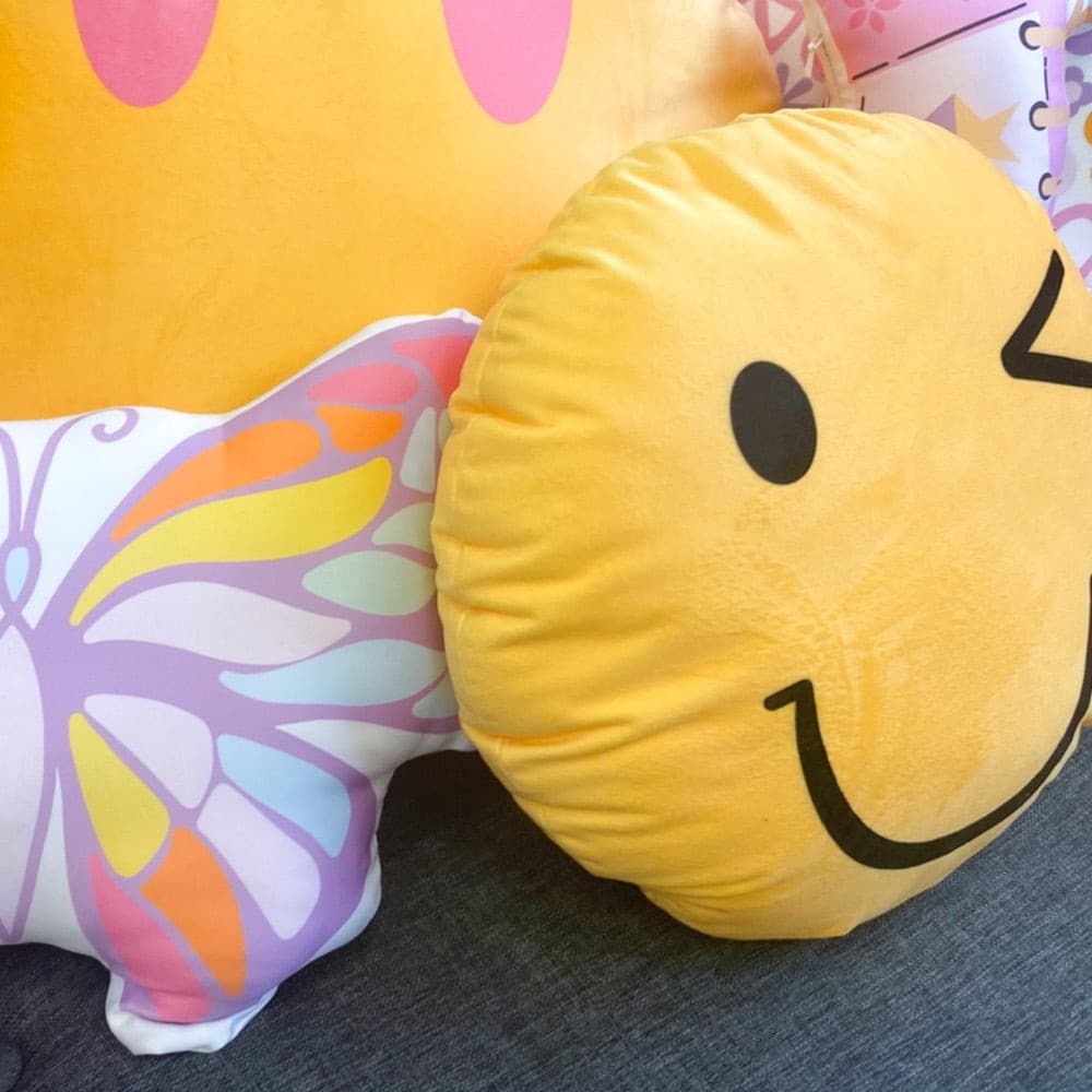 90s Yellow Smiley Wink Custom Shape Cushion - Yililo