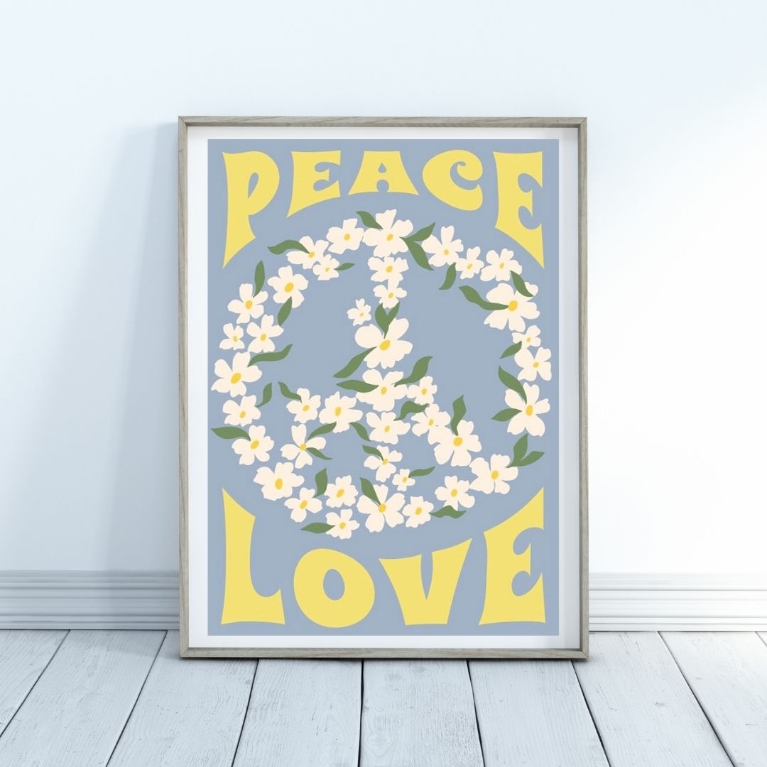 Blue Peace Love Wall Art Poster - Yililo