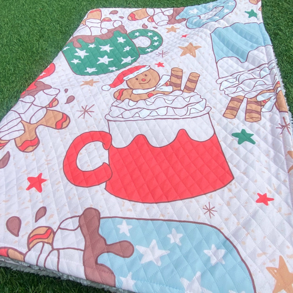 Hot Chocolate Christmas Jersey Fleece Blanket - Yililo