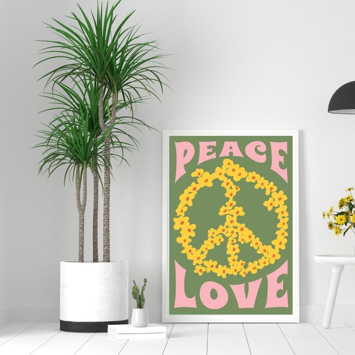 Green Peace Love Wall Art Poster - Yililo