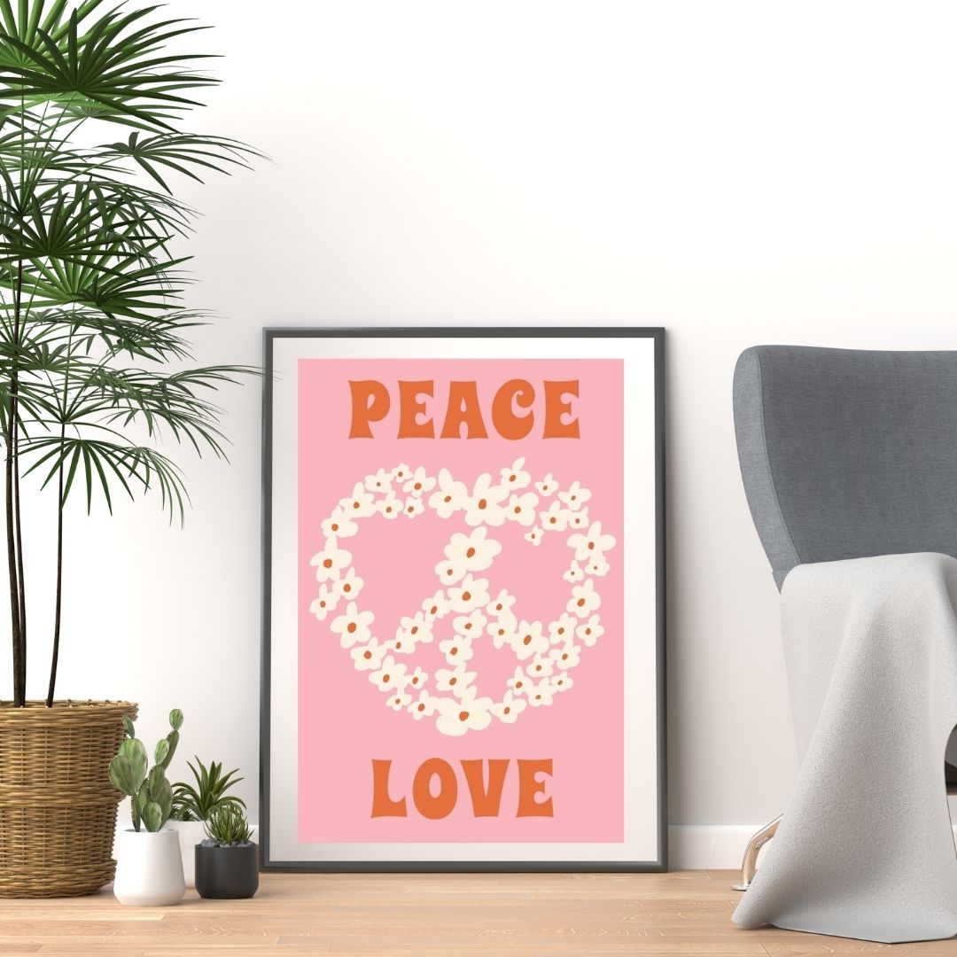 Pink Peace Wall Art Poster - Yililo