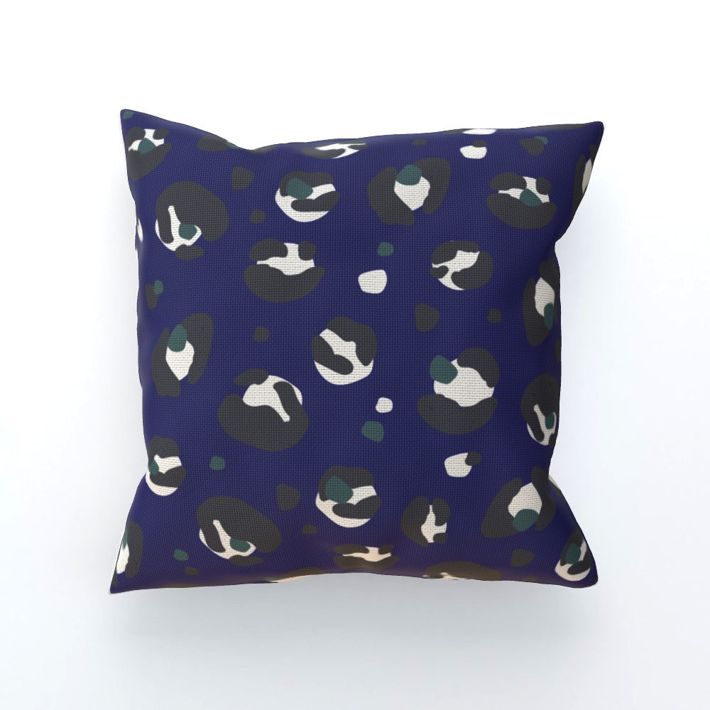 Dark Blue Leopard Print Cushion - Yililo