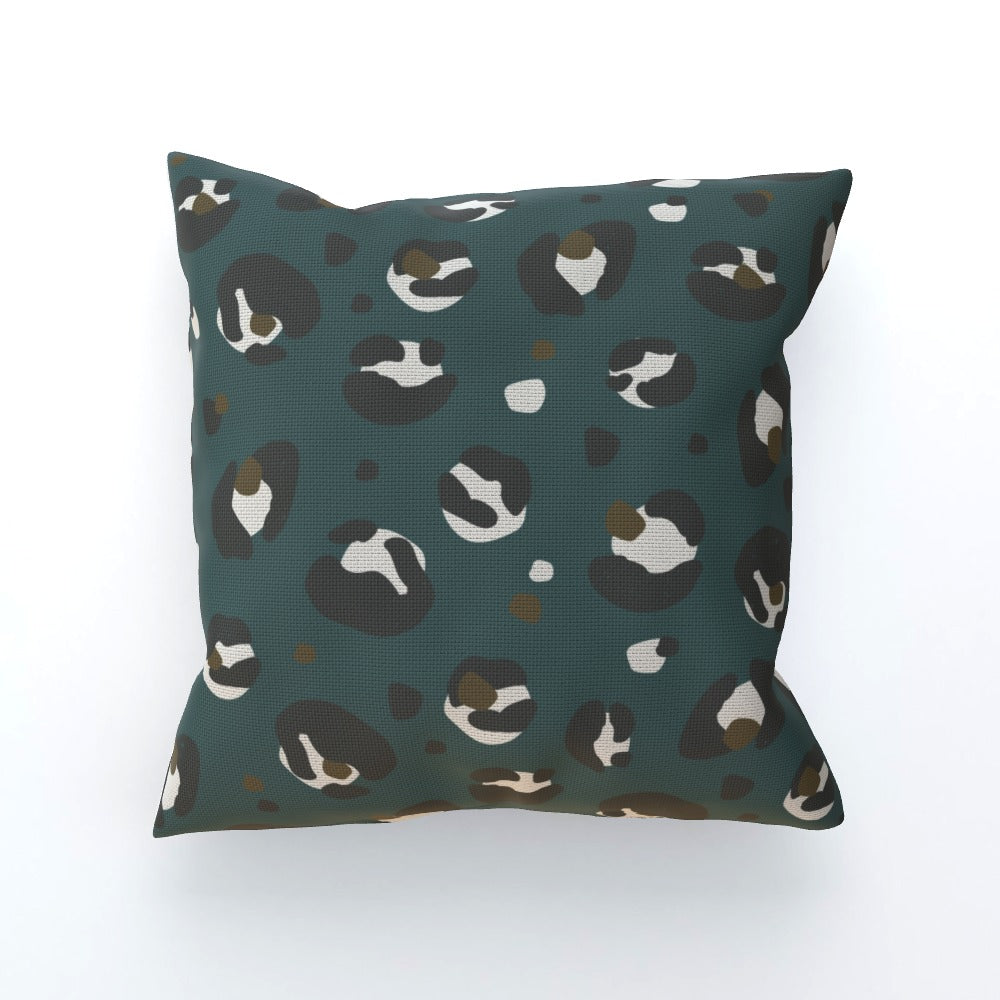 Dark Green Leopard Print Cushion - Yililo