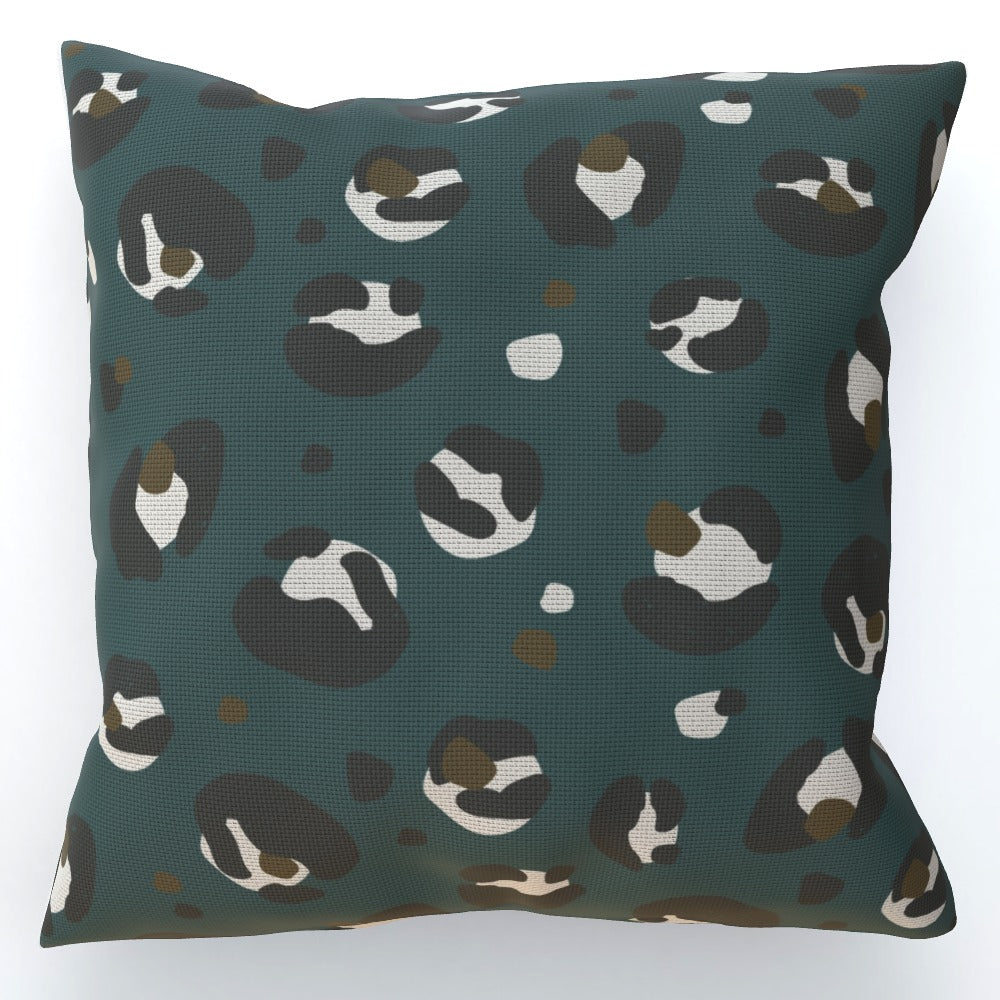 Dark Green Leopard Print Cushion - Yililo