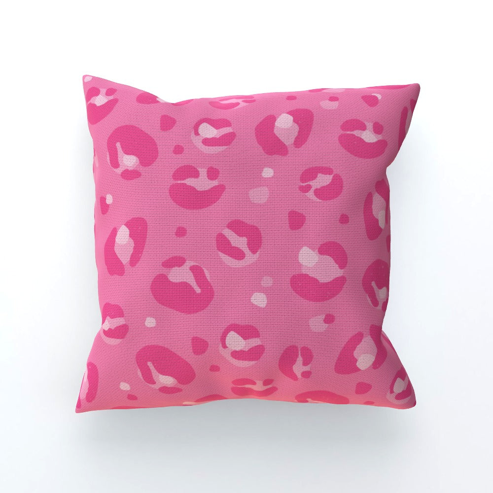 Bright Pink Leopard Print Cushion - Yililo