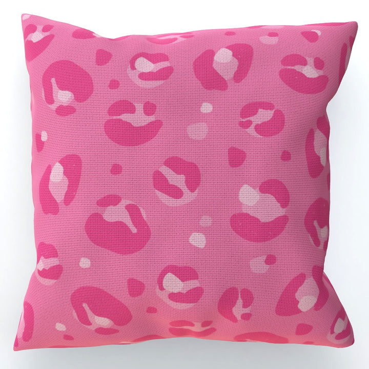 Bright Pink Leopard Print Cushion - Yililo