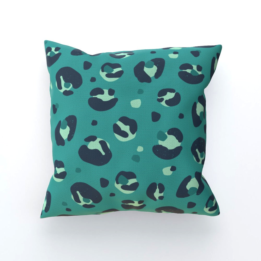 Teal Leopard Print Cushion - Yililo