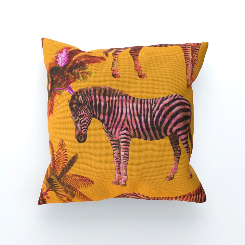 Yellow Zebra Plume Cushion - Yililo