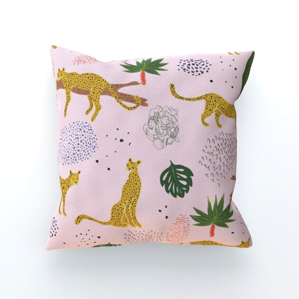Lazy Leopards Pink Cushion - Yililo