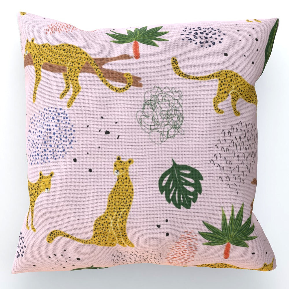 Lazy Leopards Pink Cushion - Yililo