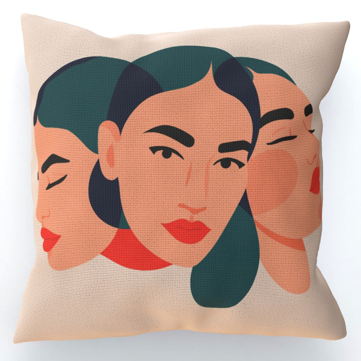 Red Lipstick Abstract Woman Cushion - Yililo