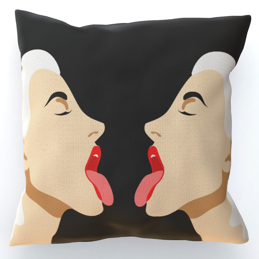 Kiss Me Woman Black Cushion - Yililo
