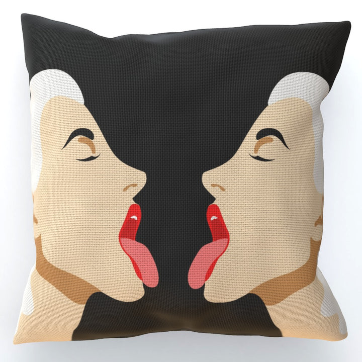 Kiss Me Woman Black Cushion - Yililo