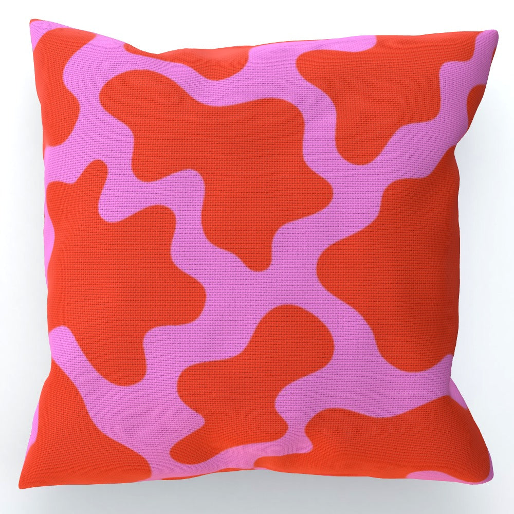 Red And Pink Cow Print Cushion - Yililo