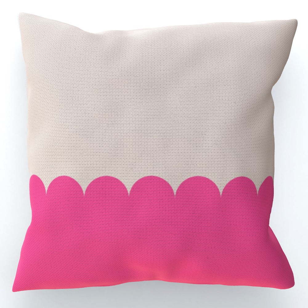 Bright Pink Scallop Cushion Sofa Pillow