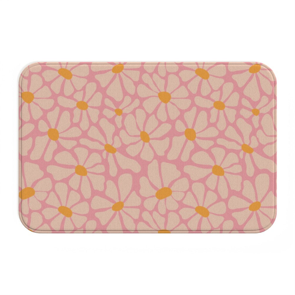Floral Flower Pink Microfibre Bath Mat - Yililo