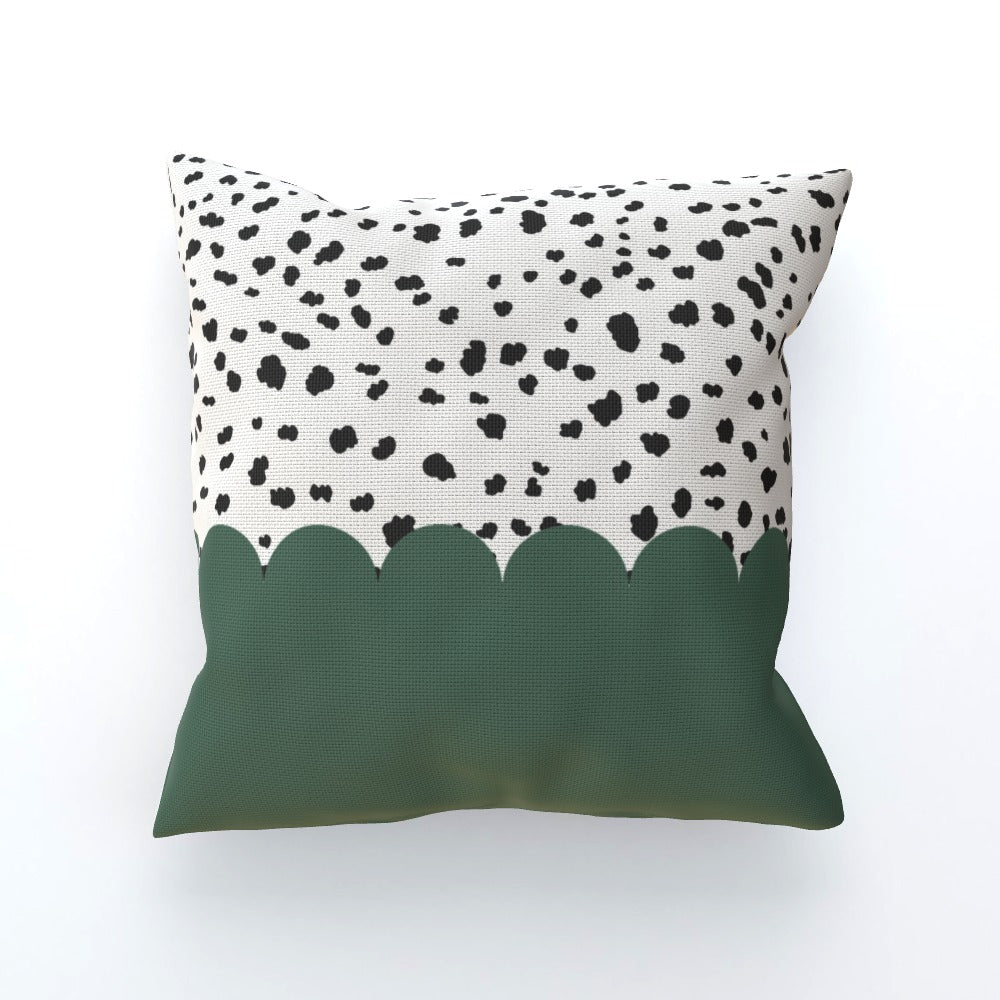 Green Spotted Scallop Cushion Sofa Pillow