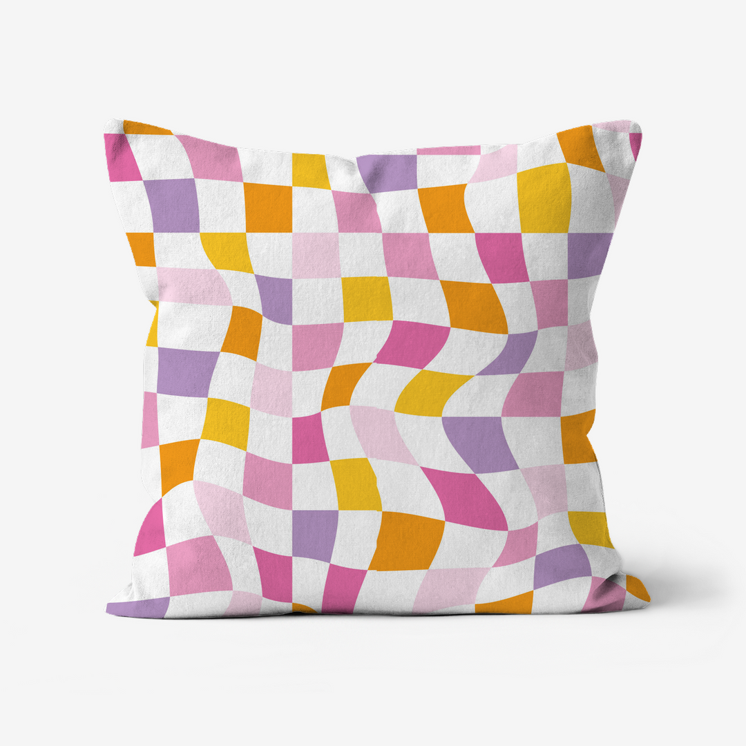 90s Colourful Check Cushion Pillow - Yililo