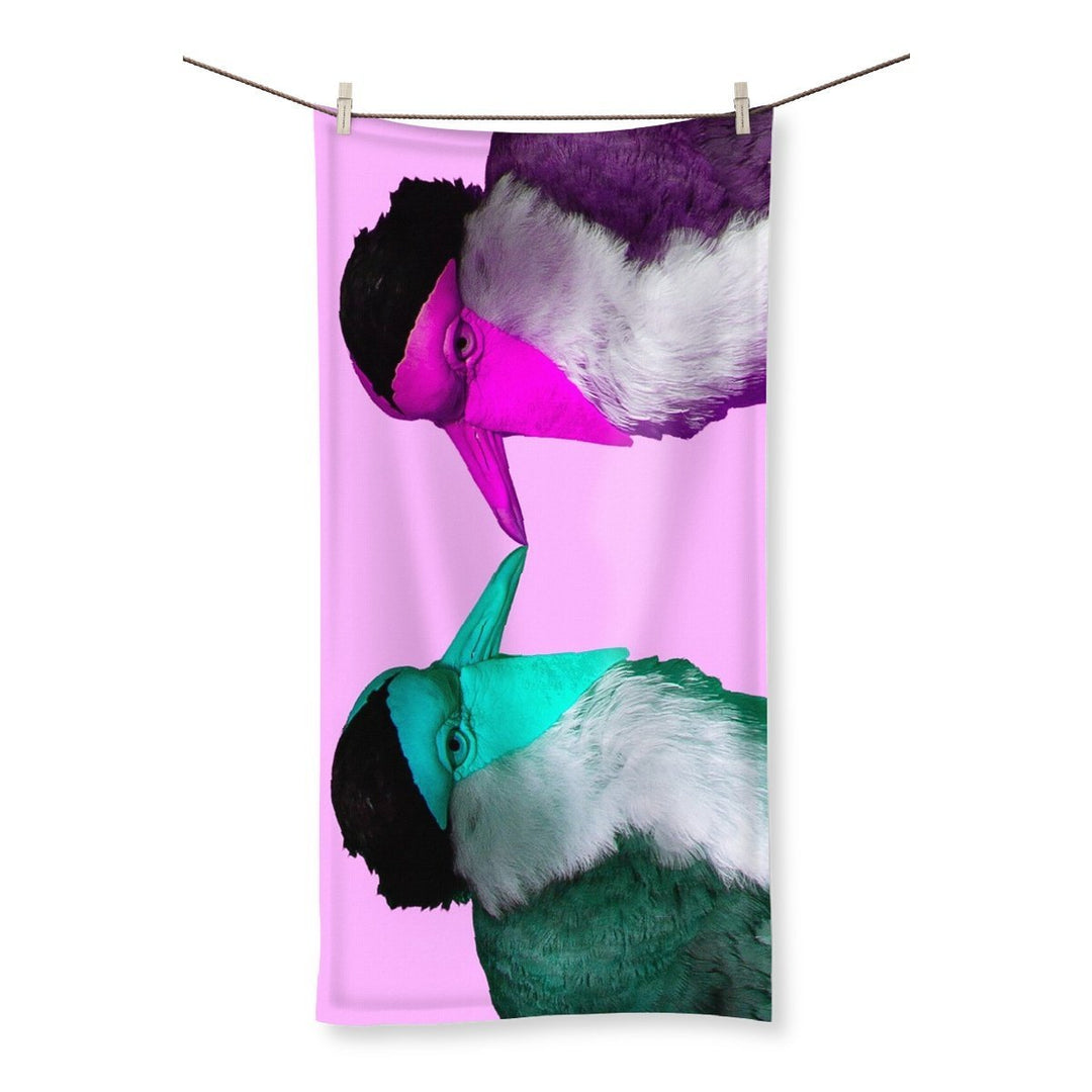 Two Birds Pink And Green Bath Towel - Yililo